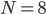 N=8