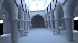 Test render of a stripped down version of the Sponza model (approximately 150,000 triangles).  4,258 samples.