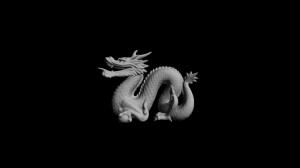 This is a rendering of the dragon without normals supplied in the OBJ file. Normals were evaluate for each face at run time.